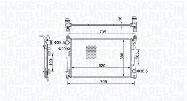 Радіатор, система охолодження двигуна   350213163100   MAGNETI MARELLI