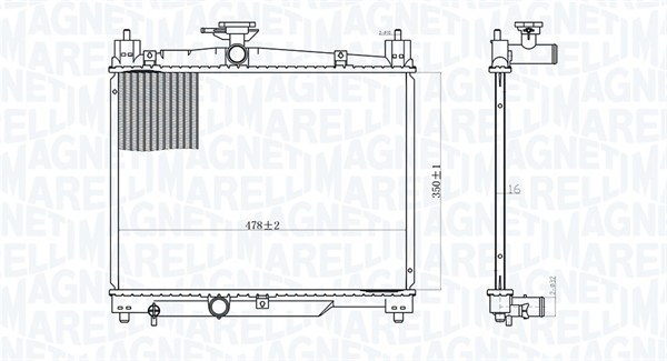 Радиатор, охлаждение двигателя   350213164800   MAGNETI MARELLI