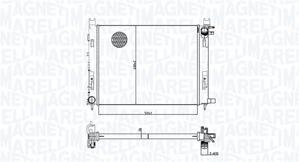 Радиатор, охлаждение двигателя   350213165100   MAGNETI MARELLI