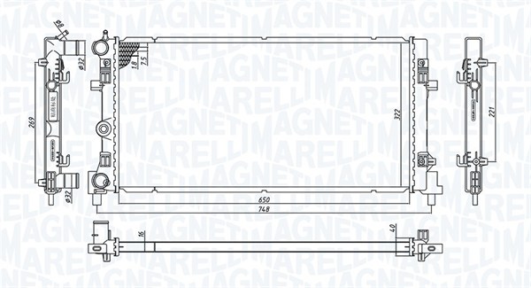 Радиатор, охлаждение двигателя   350213182300   MAGNETI MARELLI