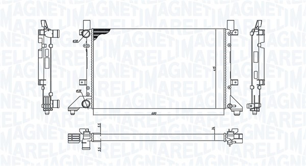 Радіатор, система охолодження двигуна   350213189400   MAGNETI MARELLI