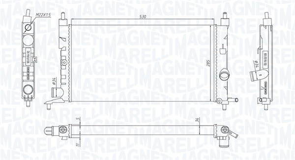 Радіатор, система охолодження двигуна   350213190400   MAGNETI MARELLI