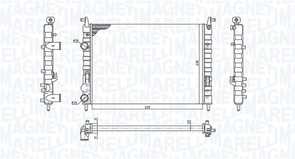 Радіатор, система охолодження двигуна   350213196300   MAGNETI MARELLI