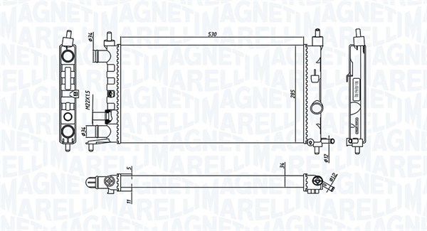 Радиатор, охлаждение двигателя   350213776000   MAGNETI MARELLI