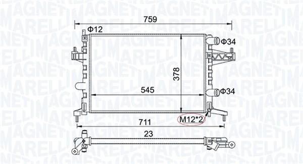 Радиатор, охлаждение двигателя   350213829000   MAGNETI MARELLI