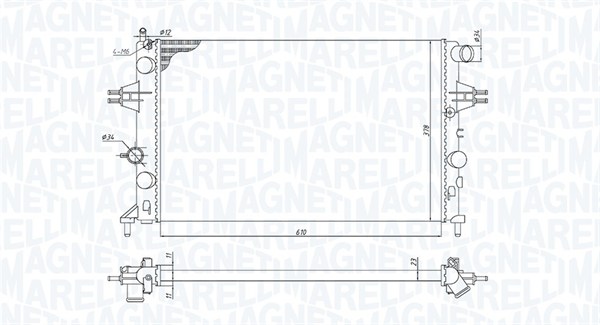 Радиатор, охлаждение двигателя   350213970000   MAGNETI MARELLI