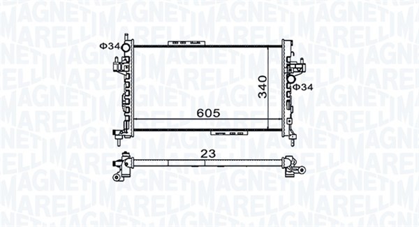 Радиатор, охлаждение двигателя   350213977000   MAGNETI MARELLI