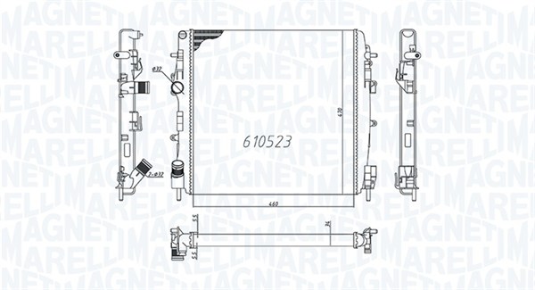 Радиатор, охлаждение двигателя   350213995000   MAGNETI MARELLI