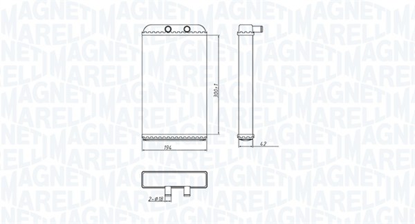 Теплообмінник, система опалення салону   350218402000   MAGNETI MARELLI