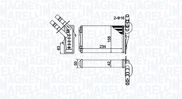 Теплообменник, отопление салона   350218404000   MAGNETI MARELLI