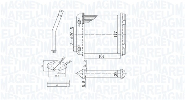 Теплообмінник, система опалення салону   350218408000   MAGNETI MARELLI