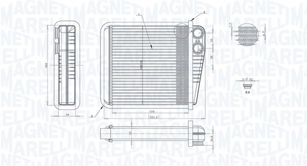 Теплообменник, отопление салона   350218423000   MAGNETI MARELLI