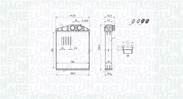 Теплообменник, отопление салона   350218426000   MAGNETI MARELLI