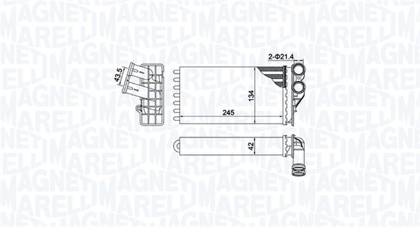 Теплообменник, отопление салона   350218430000   MAGNETI MARELLI