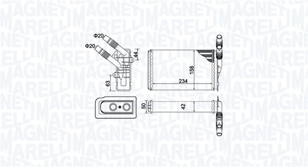 Теплообменник, отопление салона   350218433000   MAGNETI MARELLI