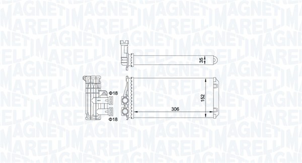 Теплообмінник, система опалення салону   350218435000   MAGNETI MARELLI