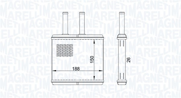 Теплообменник, отопление салона   350218437000   MAGNETI MARELLI