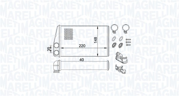 Теплообменник, отопление салона   350218438000   MAGNETI MARELLI