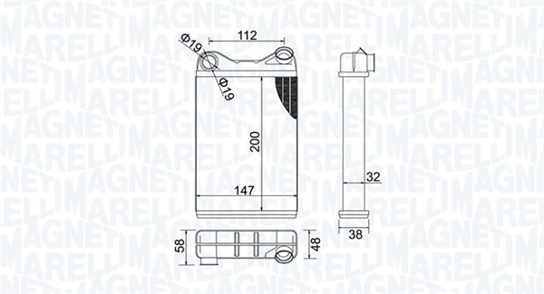 Теплообменник, отопление салона   350218456000   MAGNETI MARELLI