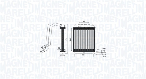 Теплообменник, отопление салона   350218458000   MAGNETI MARELLI