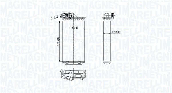 Теплообменник, отопление салона   350218460000   MAGNETI MARELLI