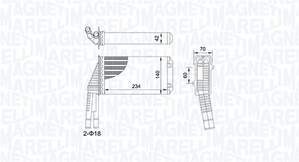 Теплообменник, отопление салона   350218467000   MAGNETI MARELLI