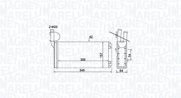 Теплообменник, отопление салона   350218474000   MAGNETI MARELLI