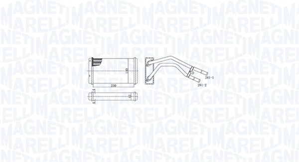 Теплообмінник, система опалення салону   350218477000   MAGNETI MARELLI