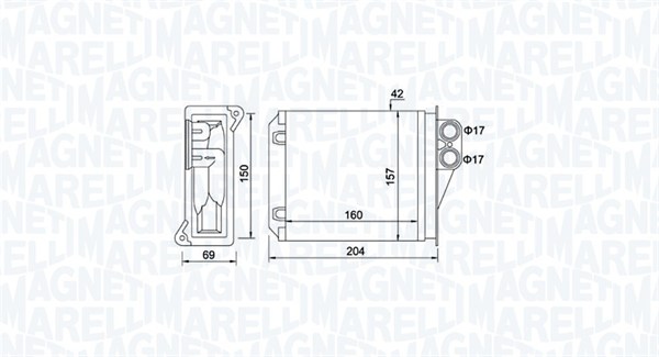 Теплообменник, отопление салона   350218481000   MAGNETI MARELLI