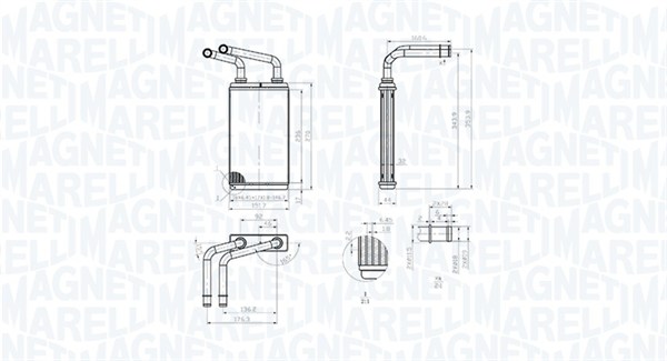 Теплообменник, отопление салона   350218483000   MAGNETI MARELLI