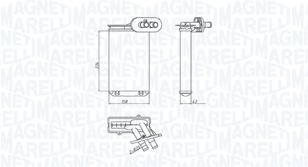 Теплообменник, отопление салона   350218494000   MAGNETI MARELLI