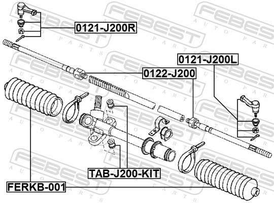 Наконечник, поперечна кермова тяга 0121-J200L FEBEST #1