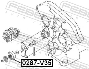 Натяжний ролик, поліклиновий ремінь 0287-V35 FEBEST #1