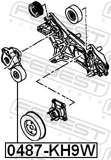 Натяжной ролик, поликлиновой ремень 0487-KH9W FEBEST #1