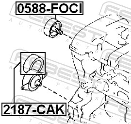 Натяжний ролик, поліклиновий ремінь 2187-CAK FEBEST #1