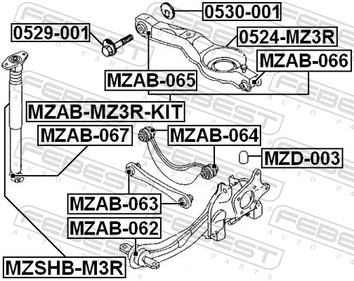 Ремкомплект, поперечный рычаг подвески MZAB-MZ3R-KIT FEBEST #1