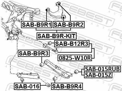 Ремкомплект, поперечный рычаг подвески SAB-B9R-KIT FEBEST #1