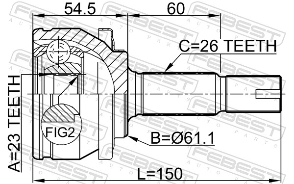 Комплект шарнірів, приводний вал 0110-ZZE150 FEBEST #1