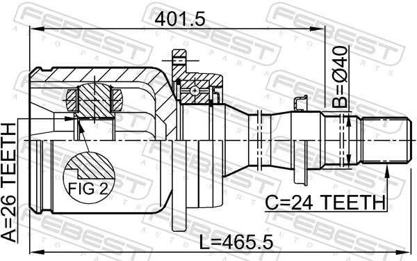 Шарнирный комплект, приводной вал 0111-AZT250RH FEBEST #1