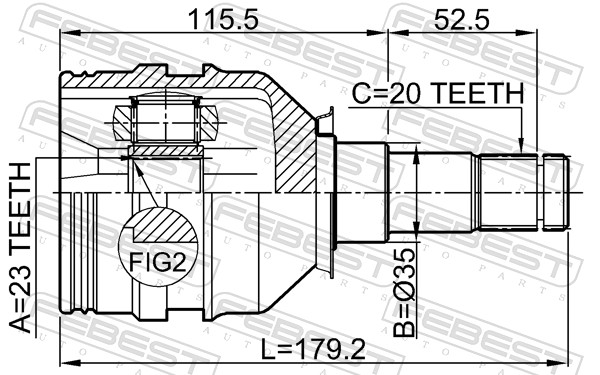 Шарнирный комплект, приводной вал 0111-ZZT250 FEBEST #1