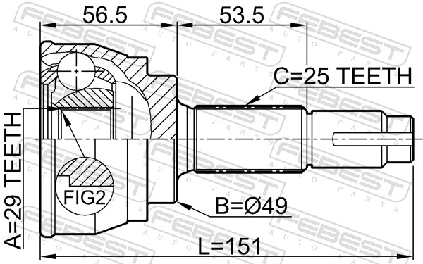 Комплект шарнірів, приводний вал 0210-084 FEBEST #1