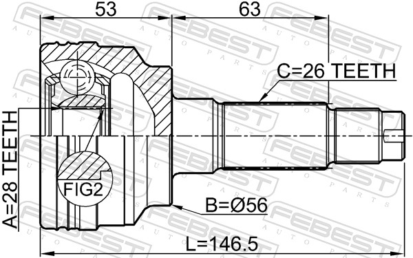 Комплект шарнірів, приводний вал 0510-323BJ FEBEST #1