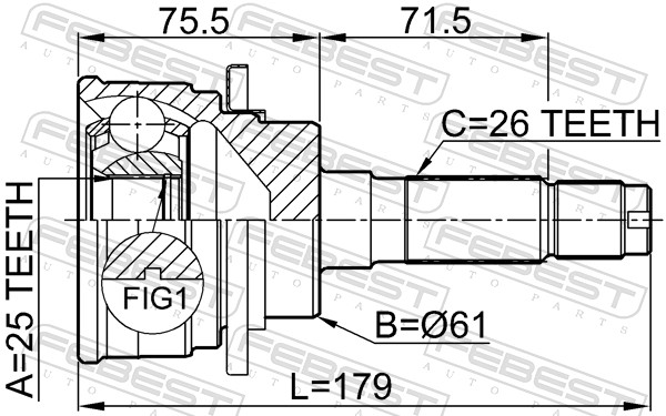 Комплект шарнірів, приводний вал 0510-B25 FEBEST #1