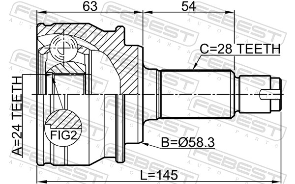Комплект шарнірів, приводний вал 0710-GVJBR FEBEST #1