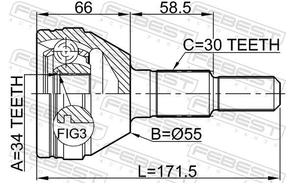 Комплект шарнірів, приводний вал 1010-CAP FEBEST #1