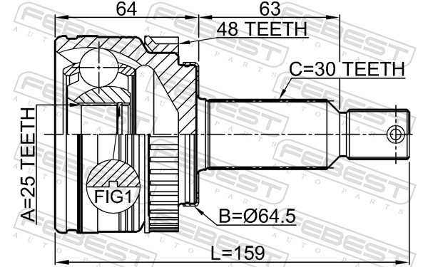 Комплект шарнірів, приводний вал 1210-IX35MTA48 FEBEST #1