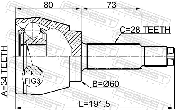 Комплект шарнірів, приводний вал 1410-REXII FEBEST #1
