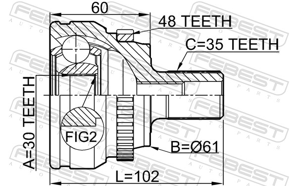 Шарнирный комплект, приводной вал 1610-210A48 FEBEST #1