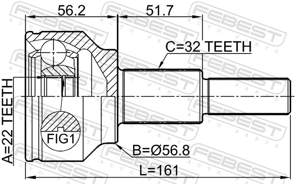 Комплект шарнірів, приводний вал 2010-JOURR FEBEST #1