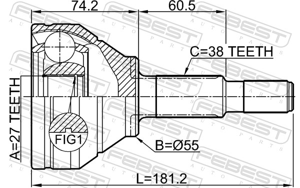 Комплект шарнірів, приводний вал 2110-EXPAWD FEBEST #1